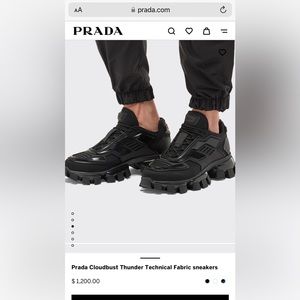 PRADA CLOUDBUST THUNDER TECHNICAL FABRIC SNEAKERS NEW 11 SIZE BLACK